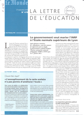 La lettre de l'éducation